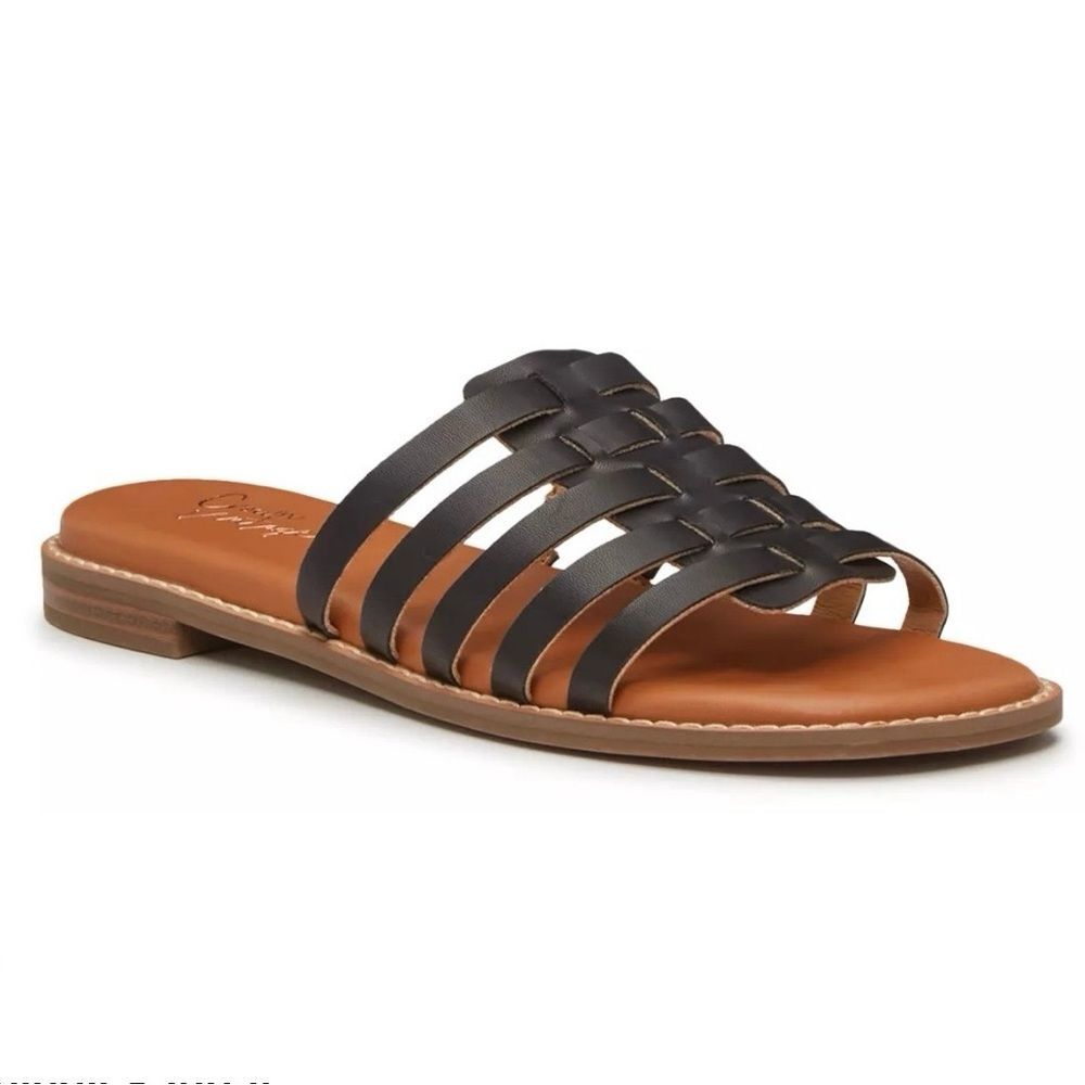CROWN VINTAGE Toledy Slide Sandals Black and Brown Size 10